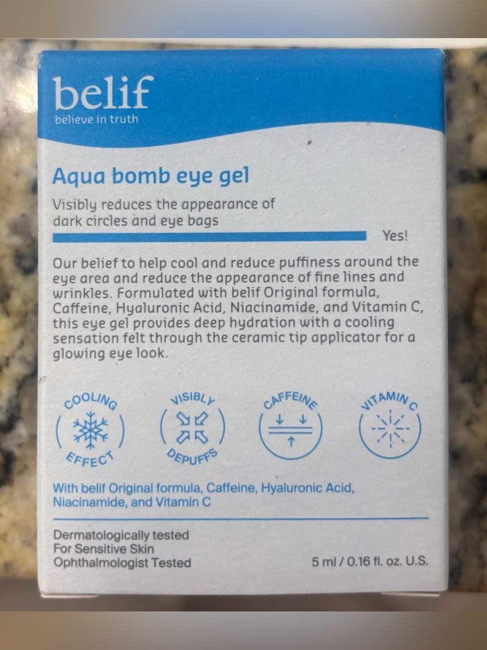 Belif Aqua Bomb Eye Gel Travel Size 5ml Depuffing Hydrating Eye Cream NEW